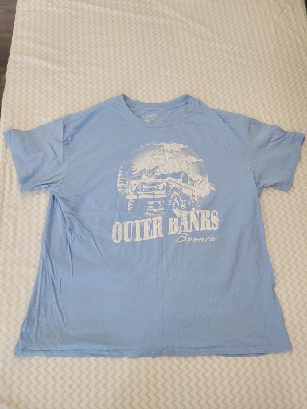 Ford Outer Banks Bronco Graphic Tee - Light Blue with White Print